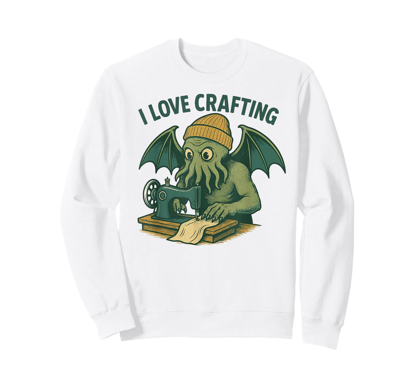 Retro Lovecraftian Sewing Cthulhu Cartoon, I Love Crafting T-Shirt