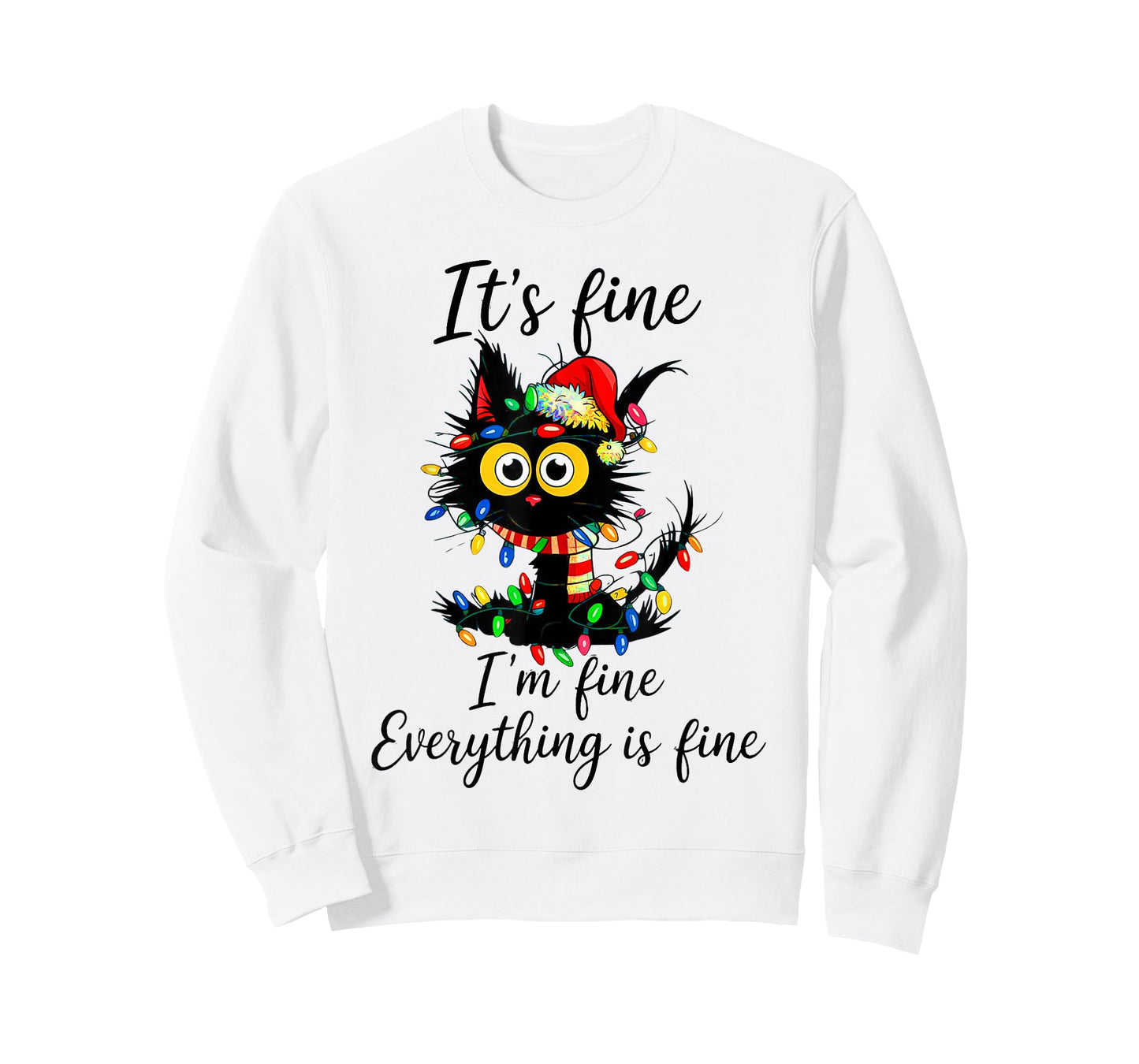 It's Fine I'm Fine Everything is Fine Cat Christmas T-Shirt