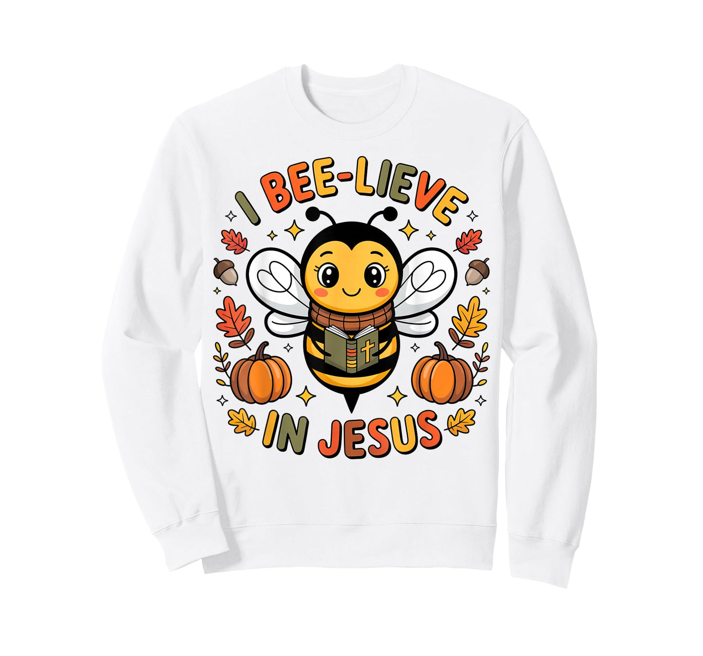 I Bee-Lieve in Jesus Fall Christian Thanksgiving Squad Kids T-Shirt
