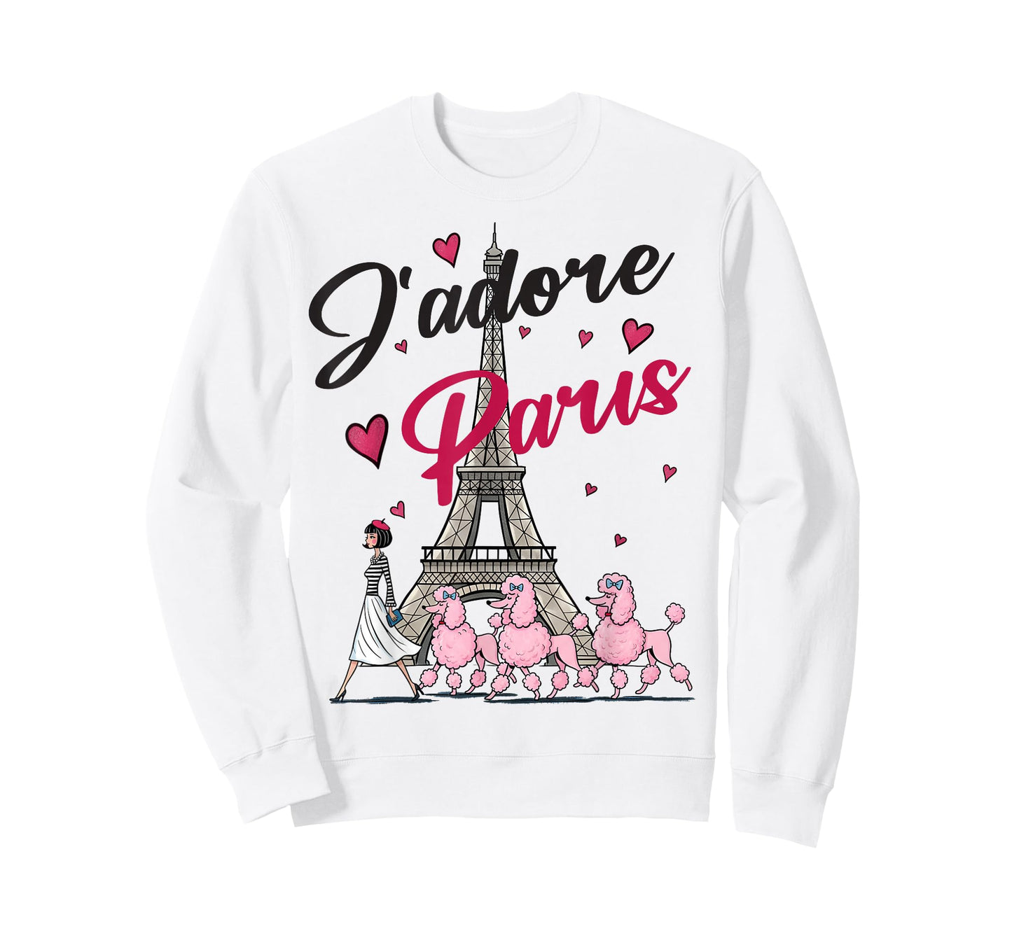 I Love Paris, Woman Walking Poodles by Eiffel Tower T-Shirt