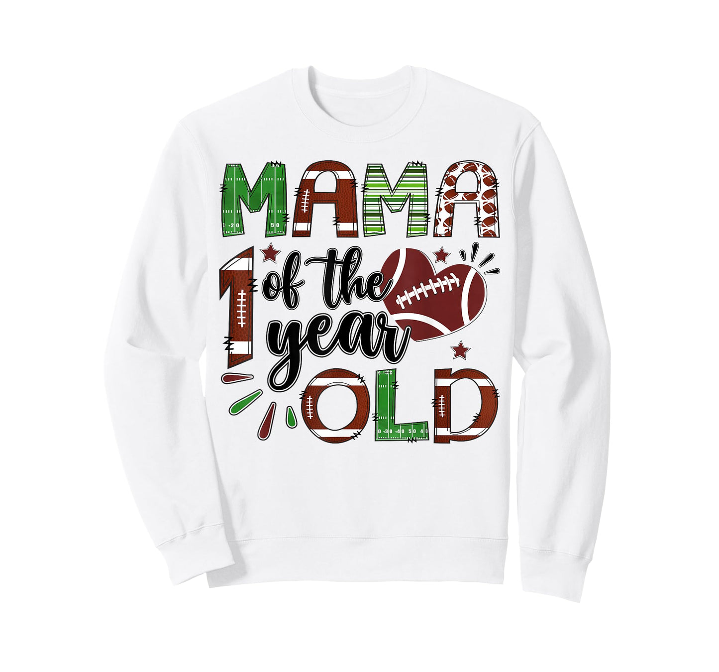 Mama of The 1 Year Old Football 1st Birthday Boy Matching T-Shirt