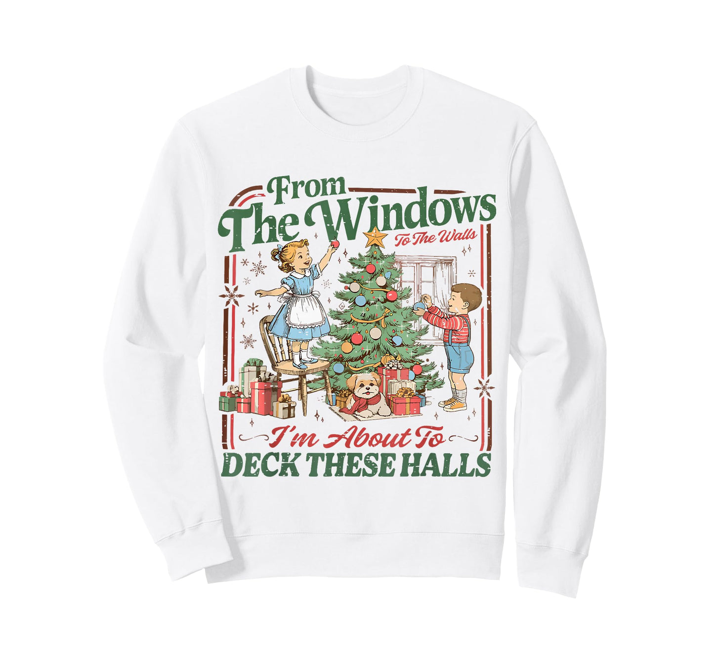 Retro Funny Christmas Holiday from The Windows to The Walls T-Shirt