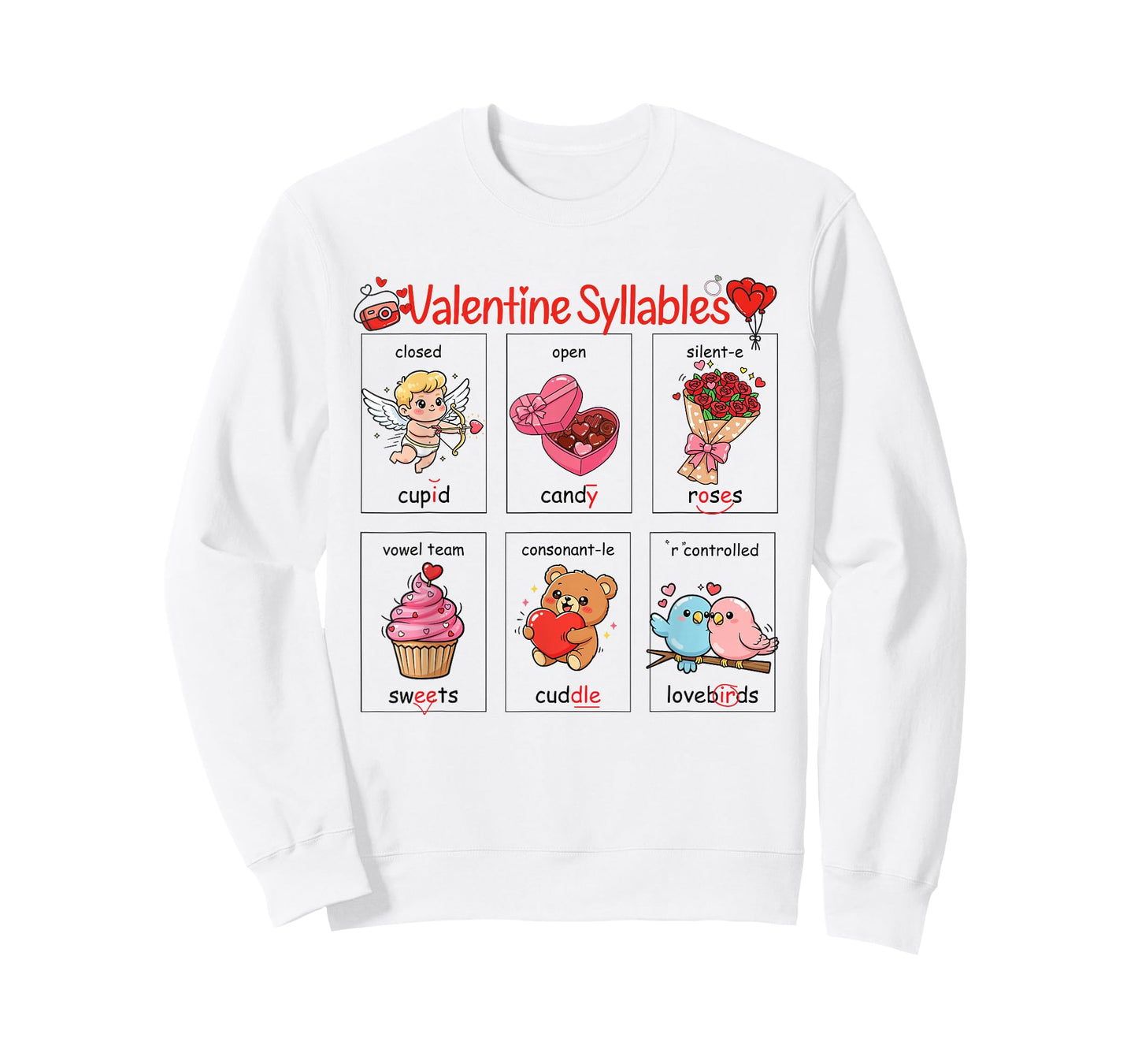 Valentine six Syllables Phonetics Kids and Teacher T-Shirt
