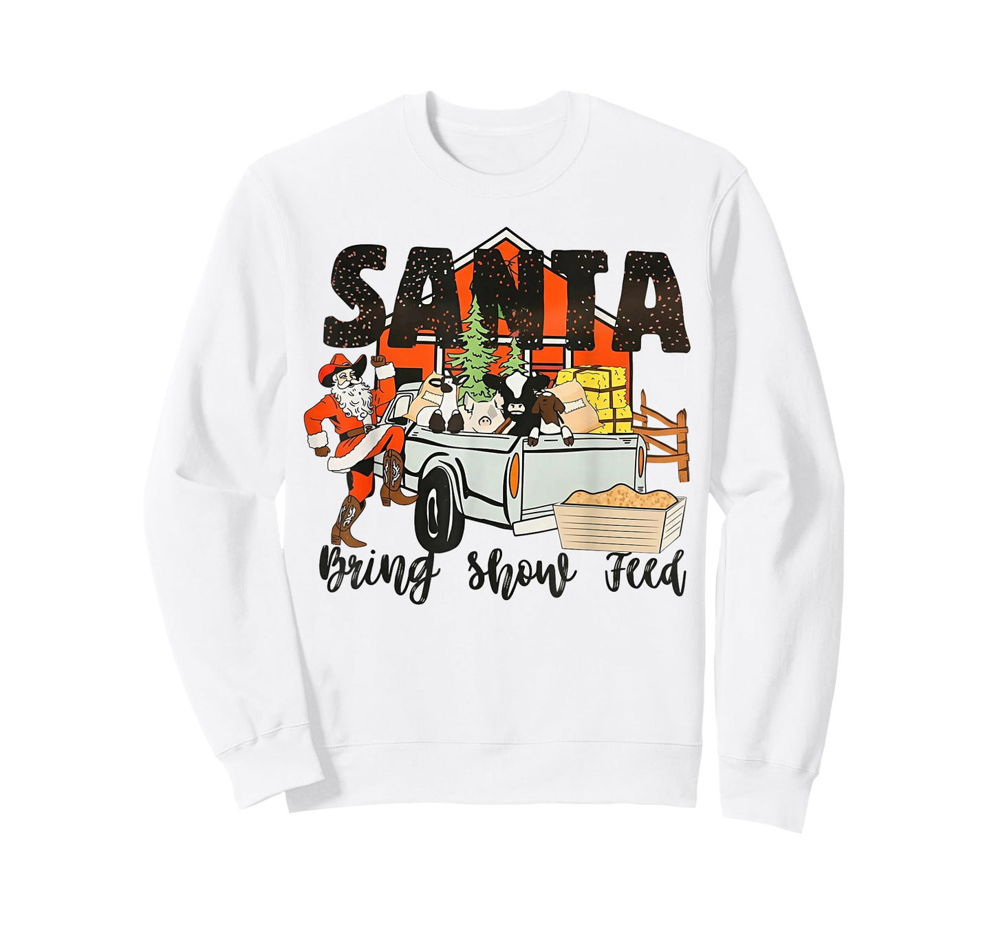 Santa Bring Show Feed Funny Famer Christmas T-Shirt