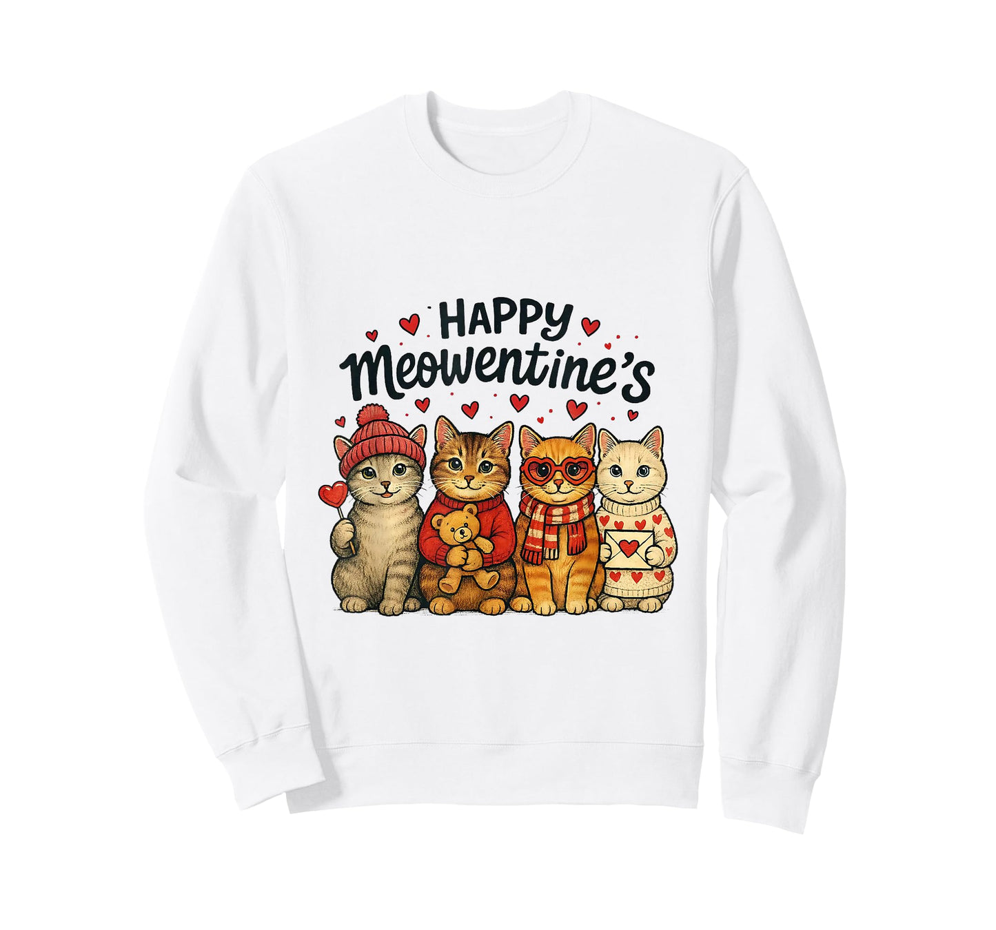 Cute Happy Meowentines Valentine Cats Love Men Women T-Shirt