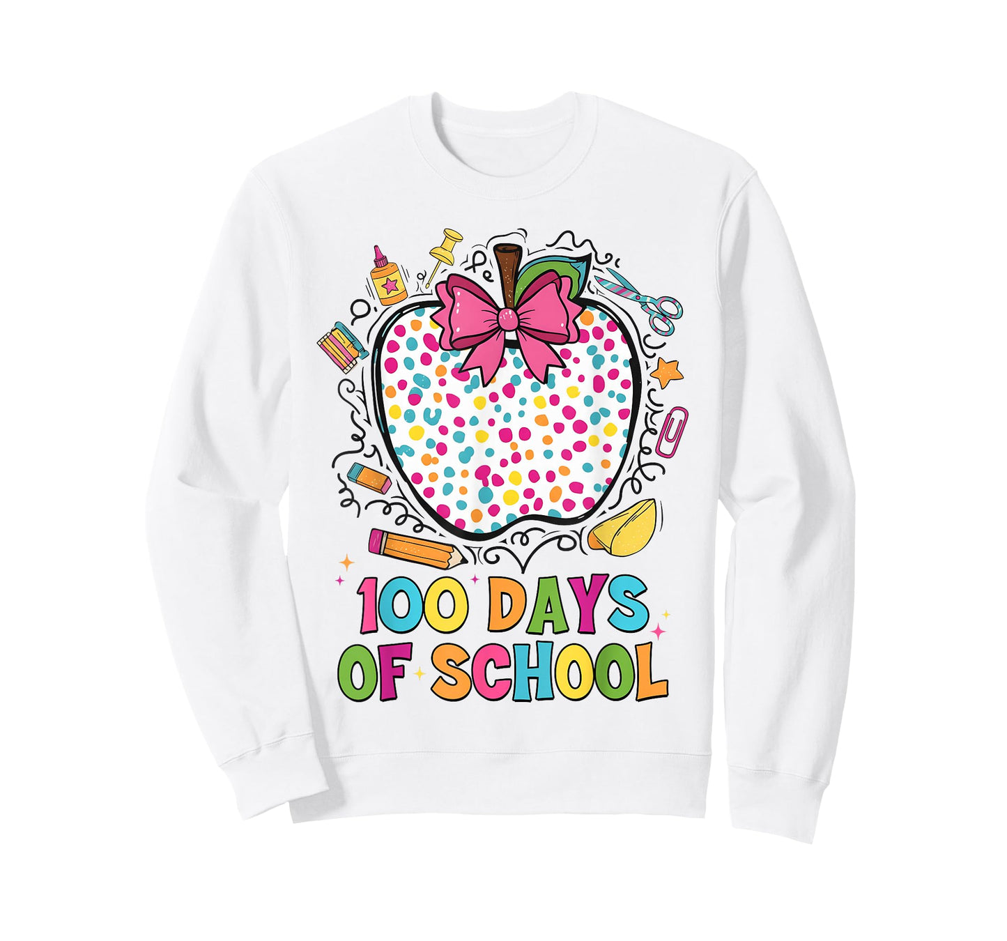 100 Days of School Bow Pencil Apple 100th Day of School T-Shirt