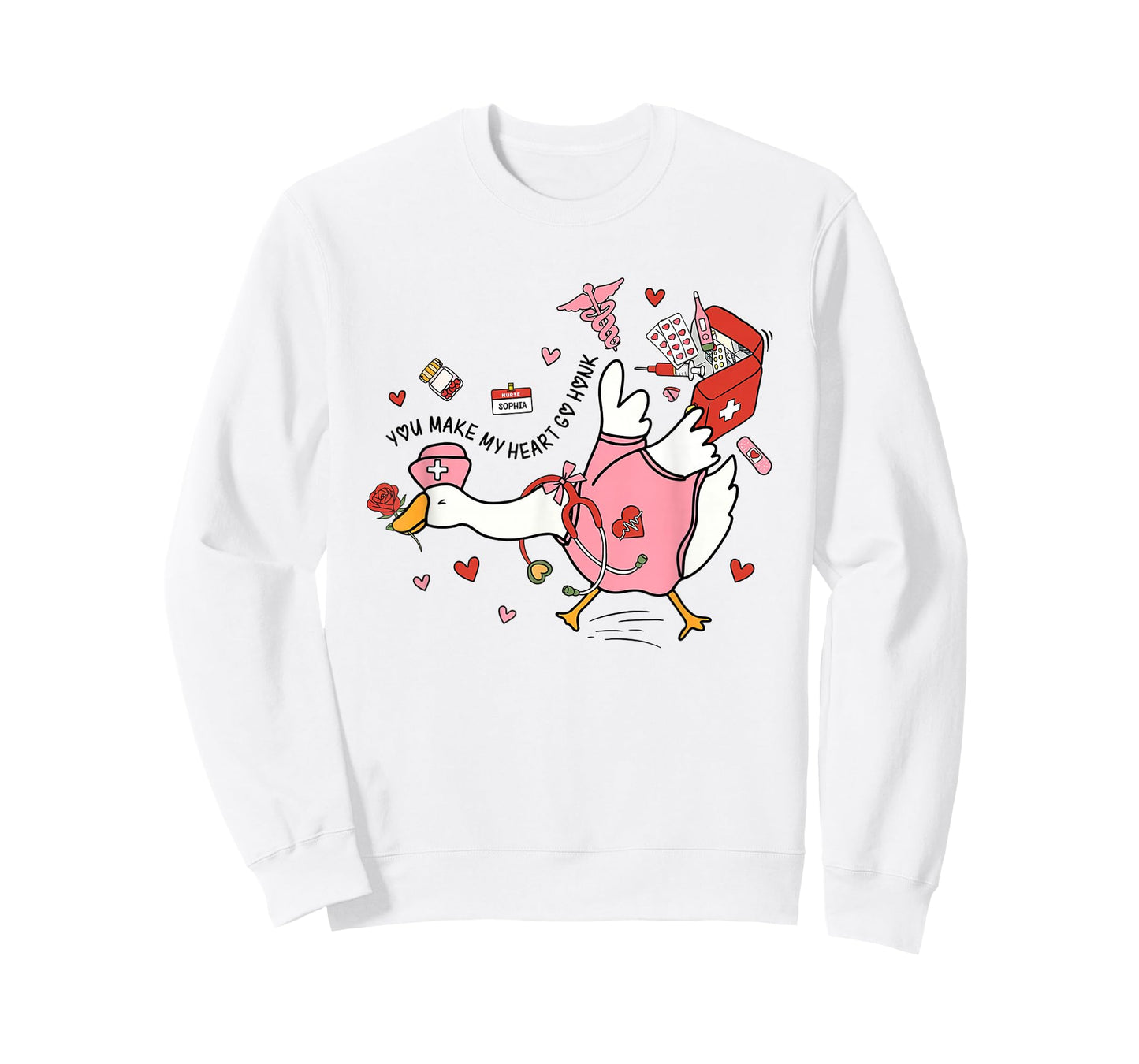 Women Valentine Silly Goose Romantic Yapping School Nurses T-Shirt