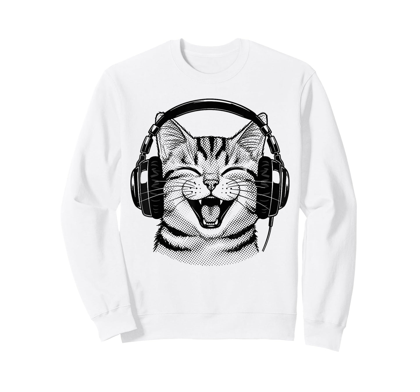 Cute Headphones Cat Funny Silly Music Cat Lover T-Shirt
