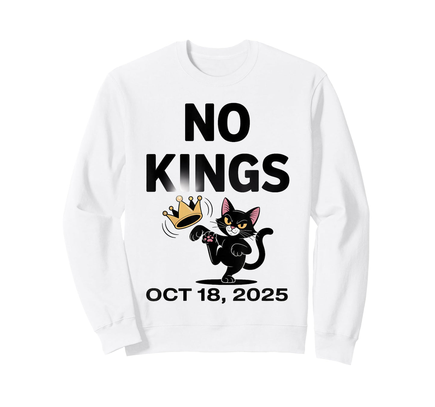 Black Cat No Kings October 18 No Kings Day T-Shirt
