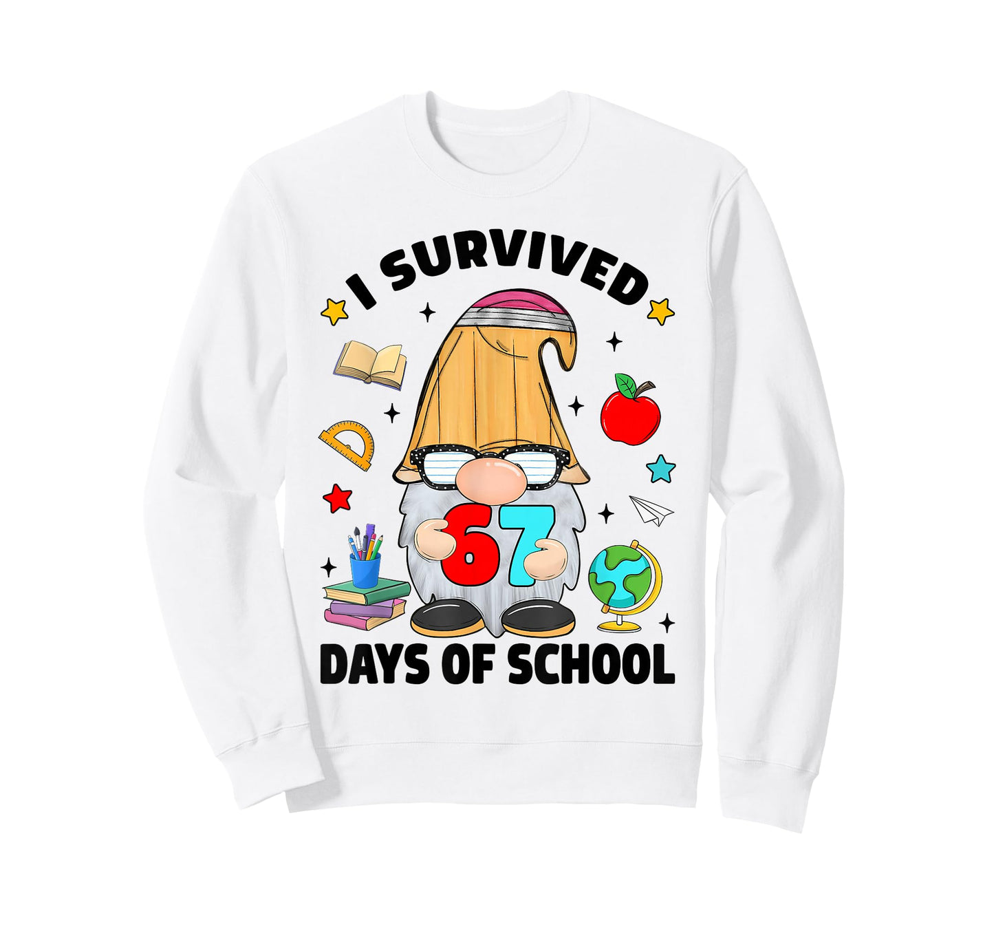 I Survived 67 Days of School Funny Gnome Six Seven Teacher T-Shirt