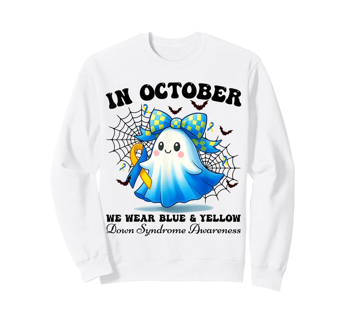 in October We Wear Blue and Yellow Down Syndrome Awareness T-Shirt