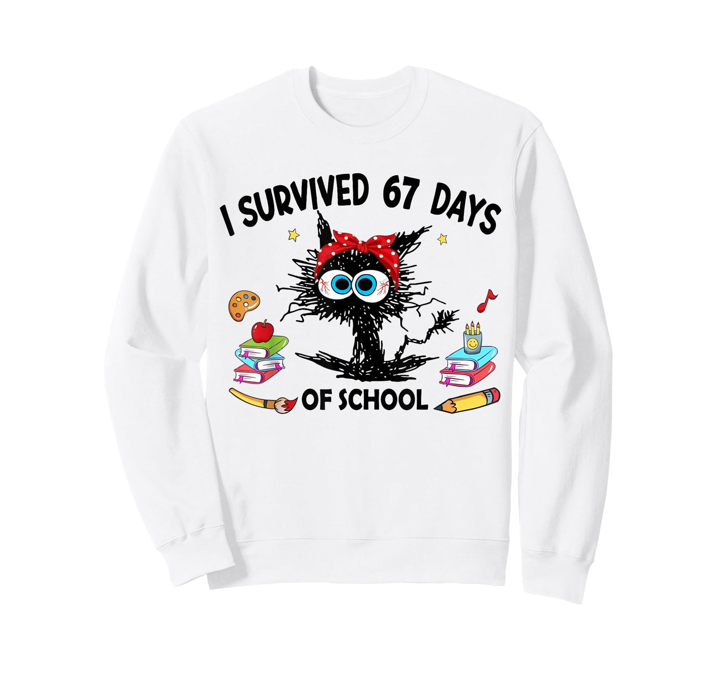 I Survived 67 Days of School Funny Cat Teacher 67 Meme T-Shirt