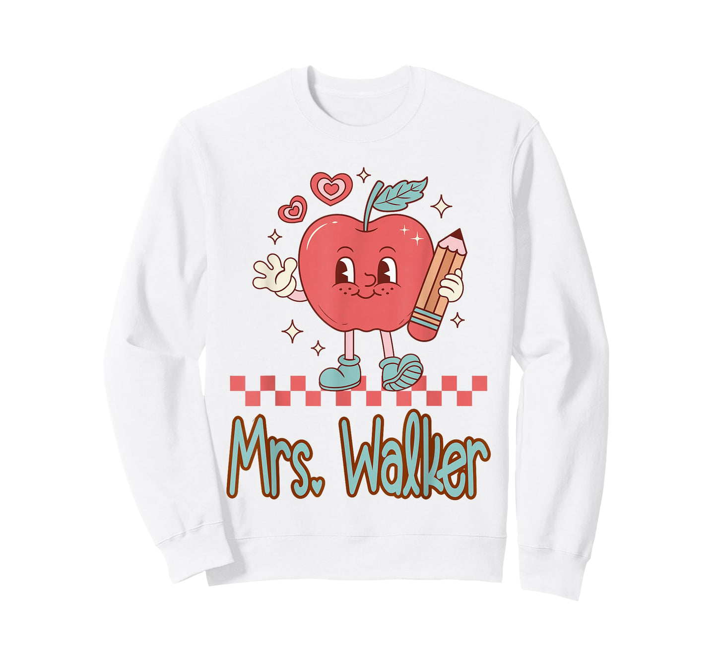 Mrs. Walker Cute Retro Apple Pencil Teacher Design T-Shirt