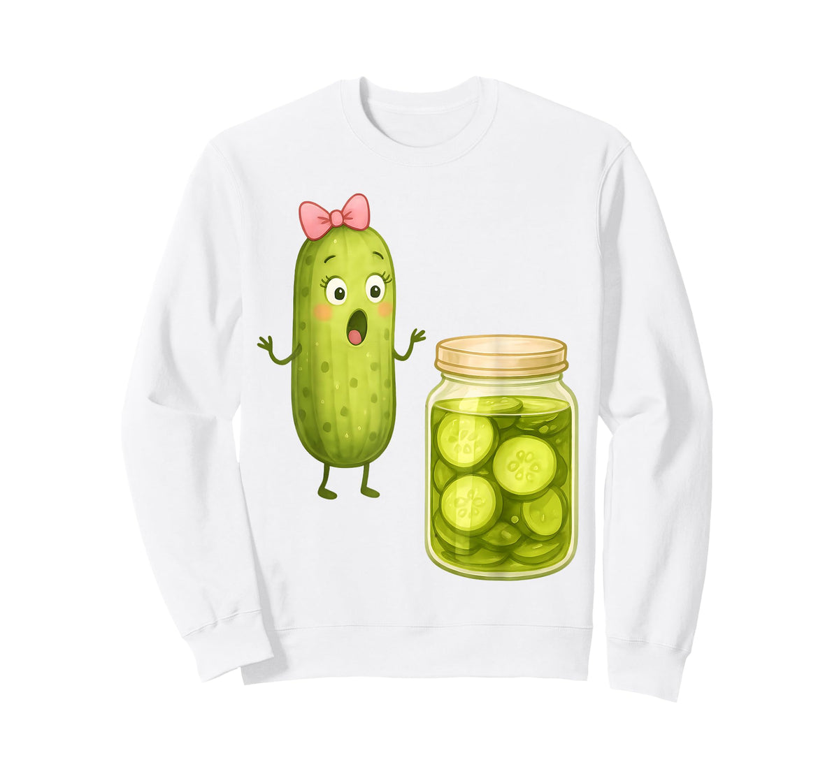 Funny Pickle Surprise Cucumber and Jar Pickle Bow Girl Women T-Shirt