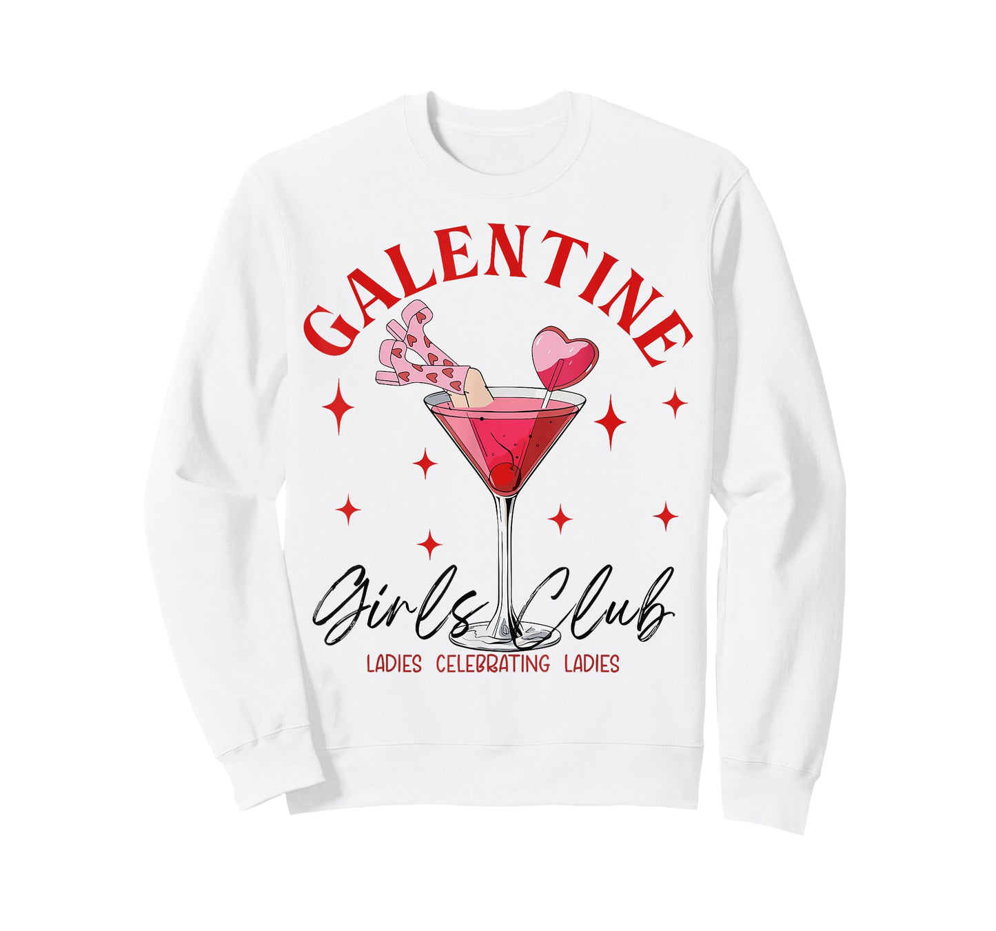 Retro Galentine Girls Club Valentines Day Cocktail Drinking T-Shirt
