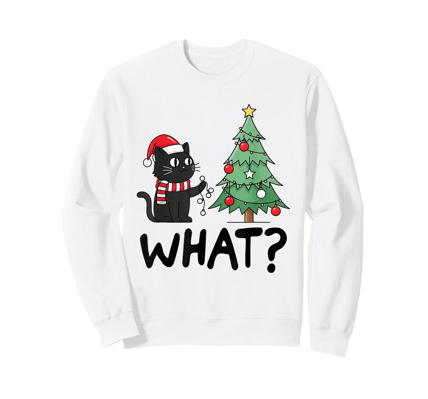 Funny Black Cat Gifts Pushing Christmas Tree Over Cat What T-Shirt