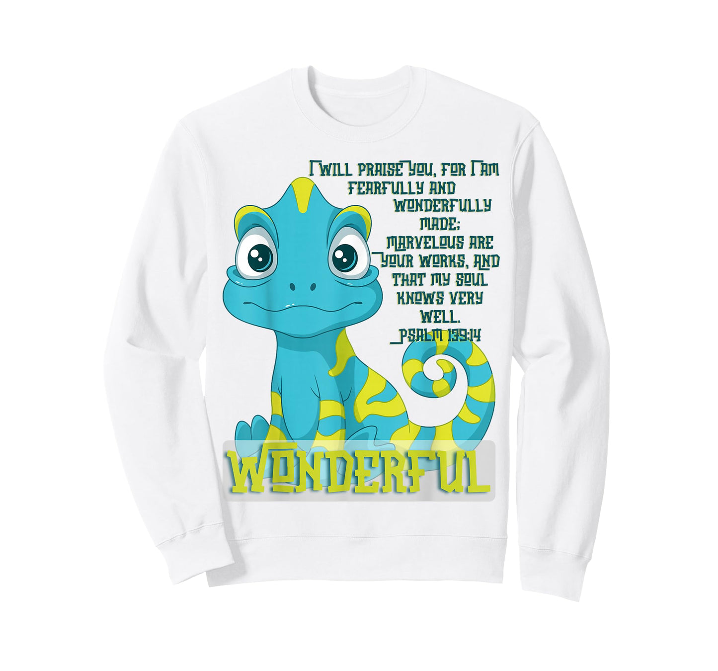 Wonderfully Made Lizard Psalm 139:14 Christian Faith Design T-Shirt