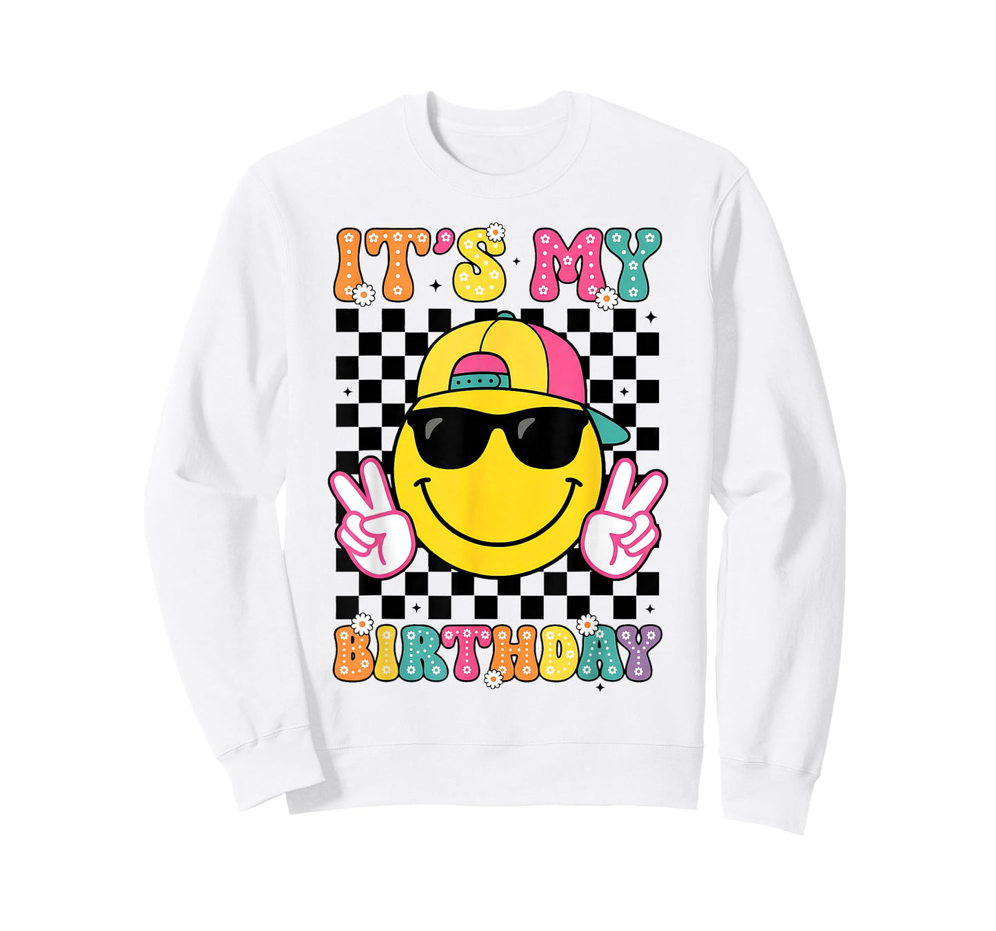 Groovy It's My Birthday Girls Women Teens Kid Bday Flower T-Shirt