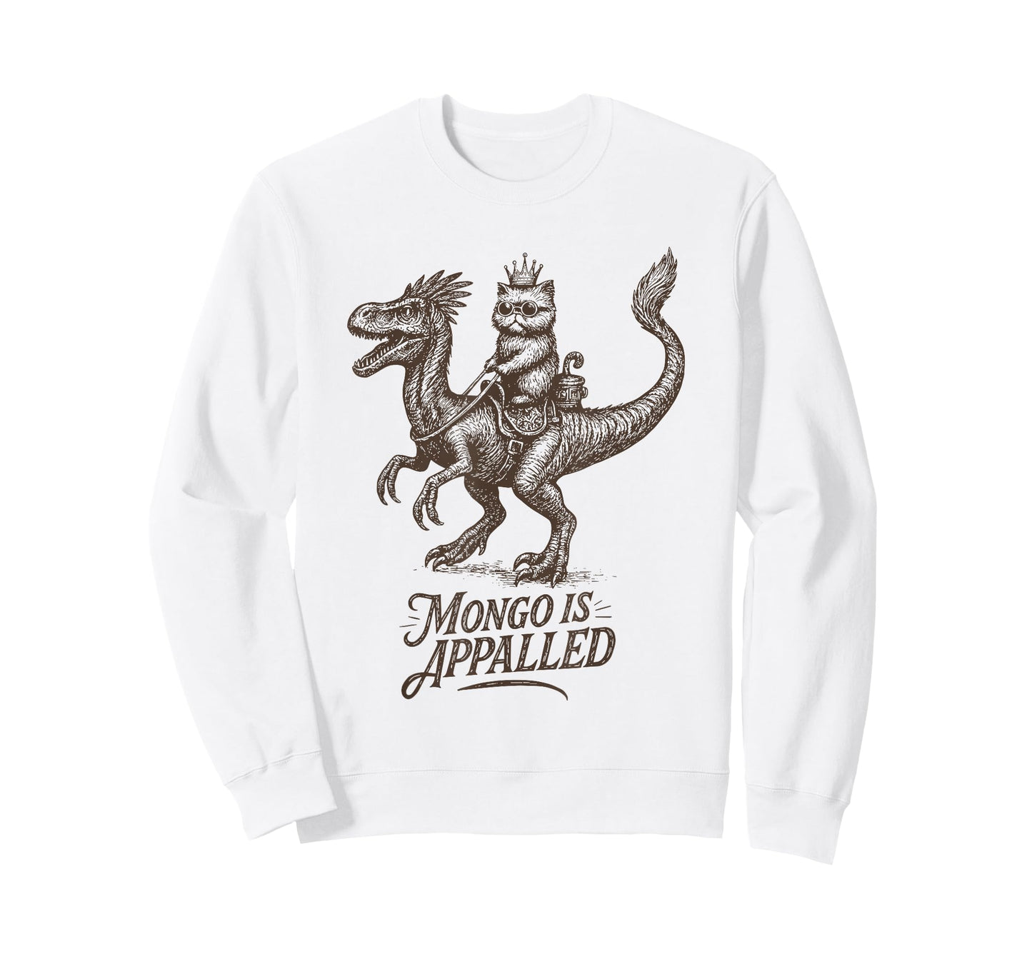 Retro Mongo is Appalled Princess Cat Riding Dinosaur Womens T-Shirt