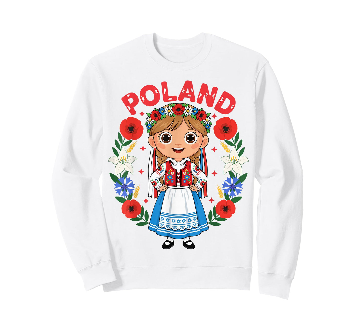 Poland Polish Girl Traditional Dress Flowers Heritage T-Shirt