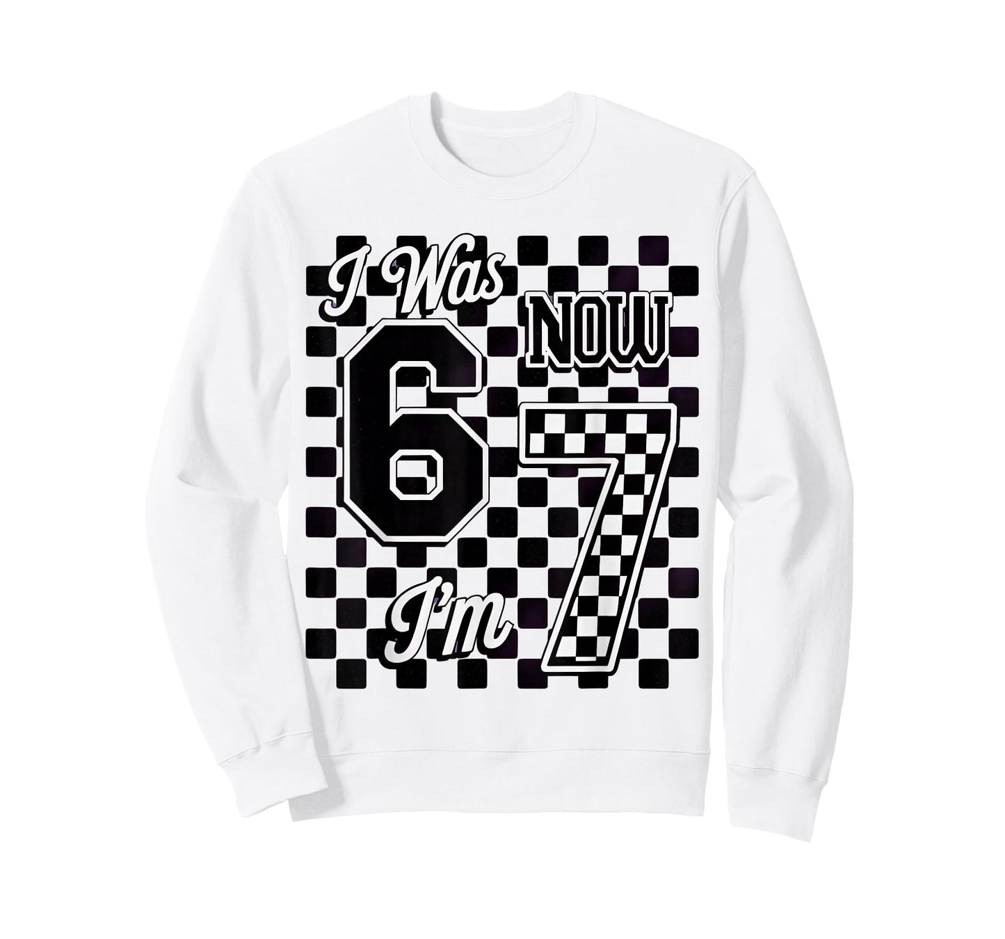 Checkered I was 6 Now I'm 7 Birthday Seven Years Old T-Shirt