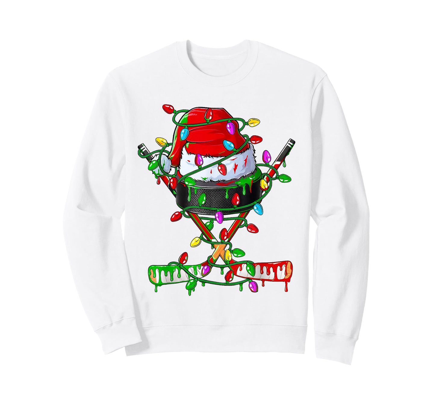 Christmas Hockey Ice Cream Drip Boys Xmas Ice Hockey Players T-Shirt