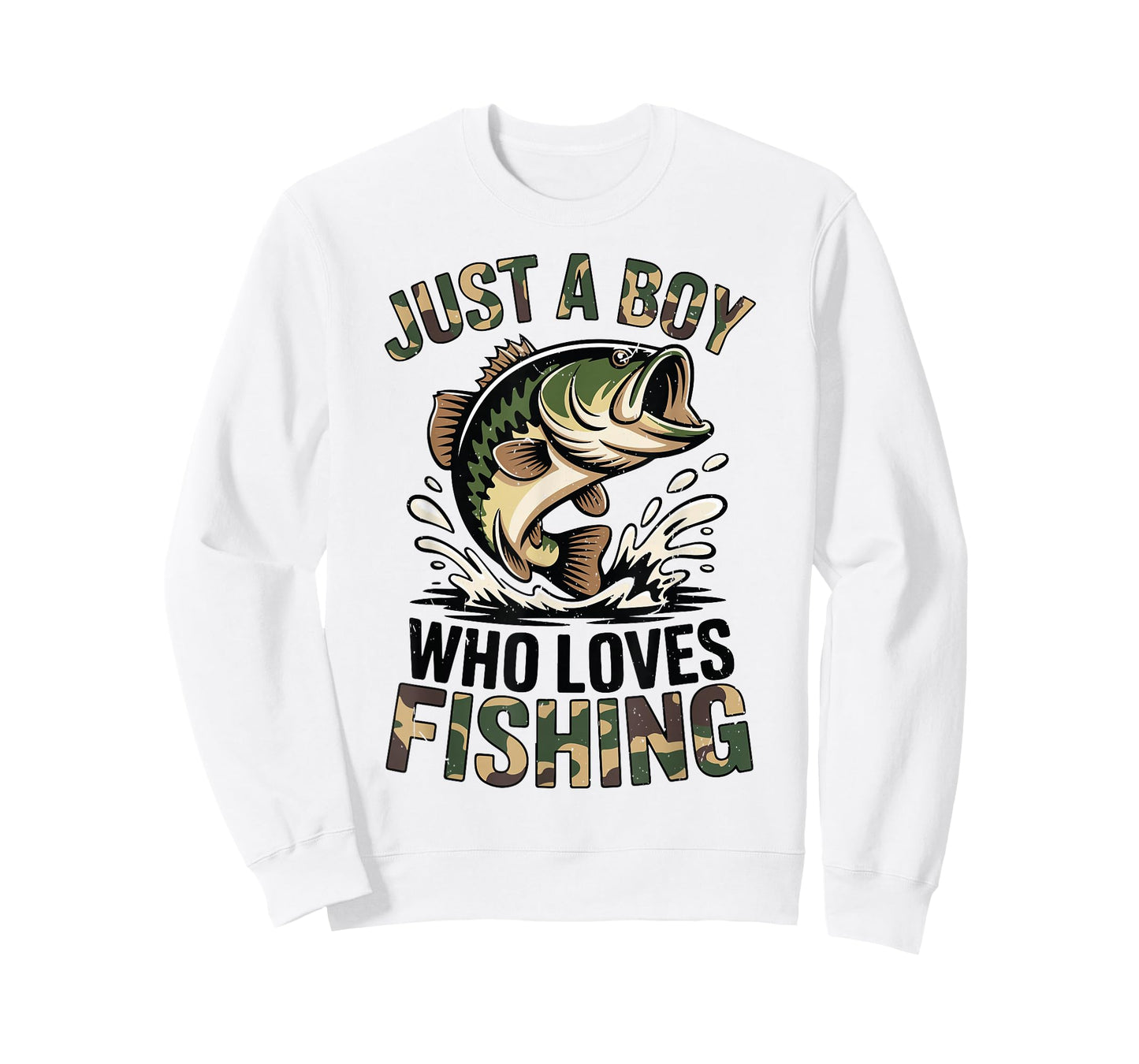 Youth Fishing Camo Bass Fish Just A Boy Who Loves Fishing T-Shirt