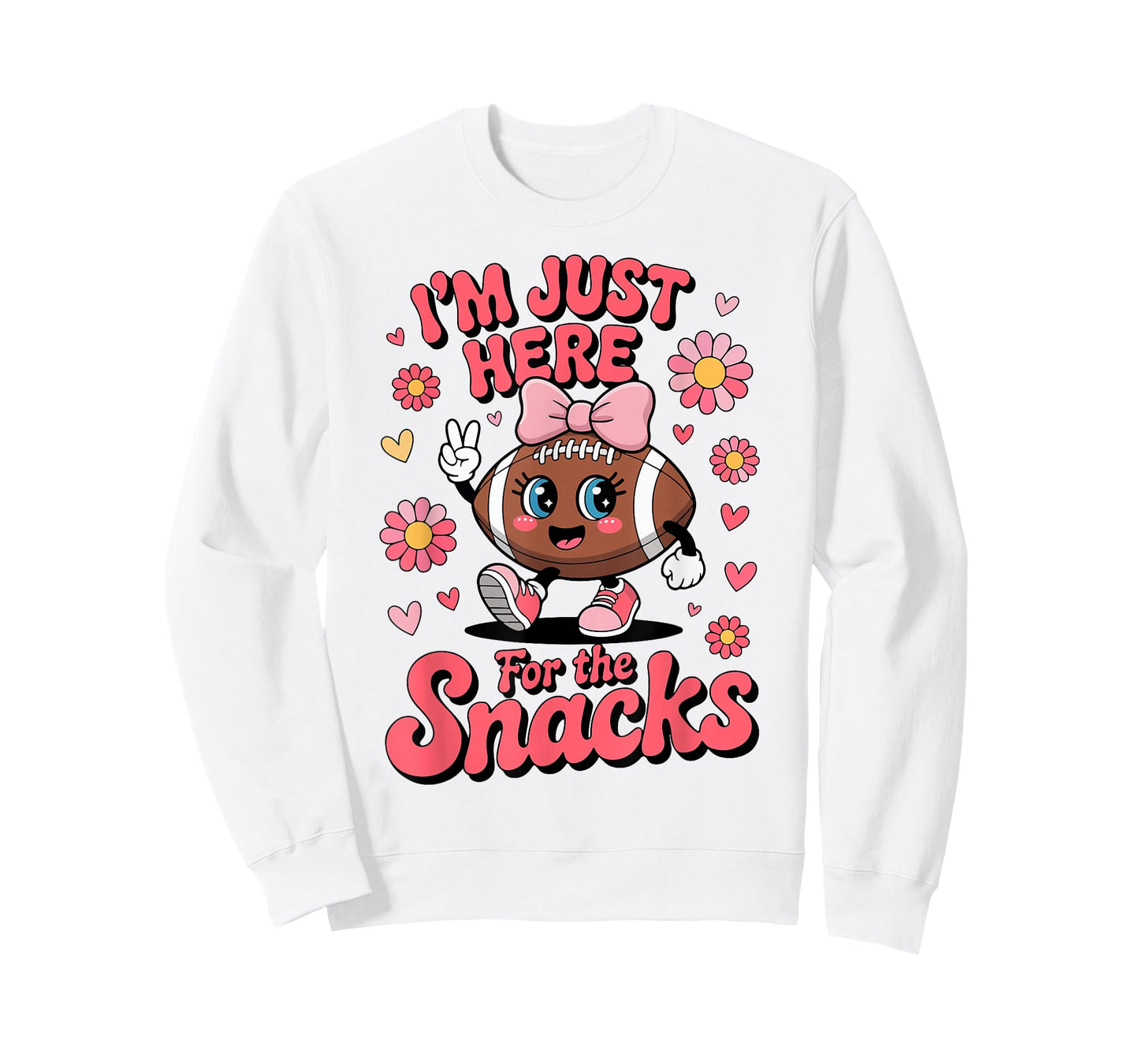 Toddler Girl Im Just Here for Snacks Football Coquette Bow T-Shirt