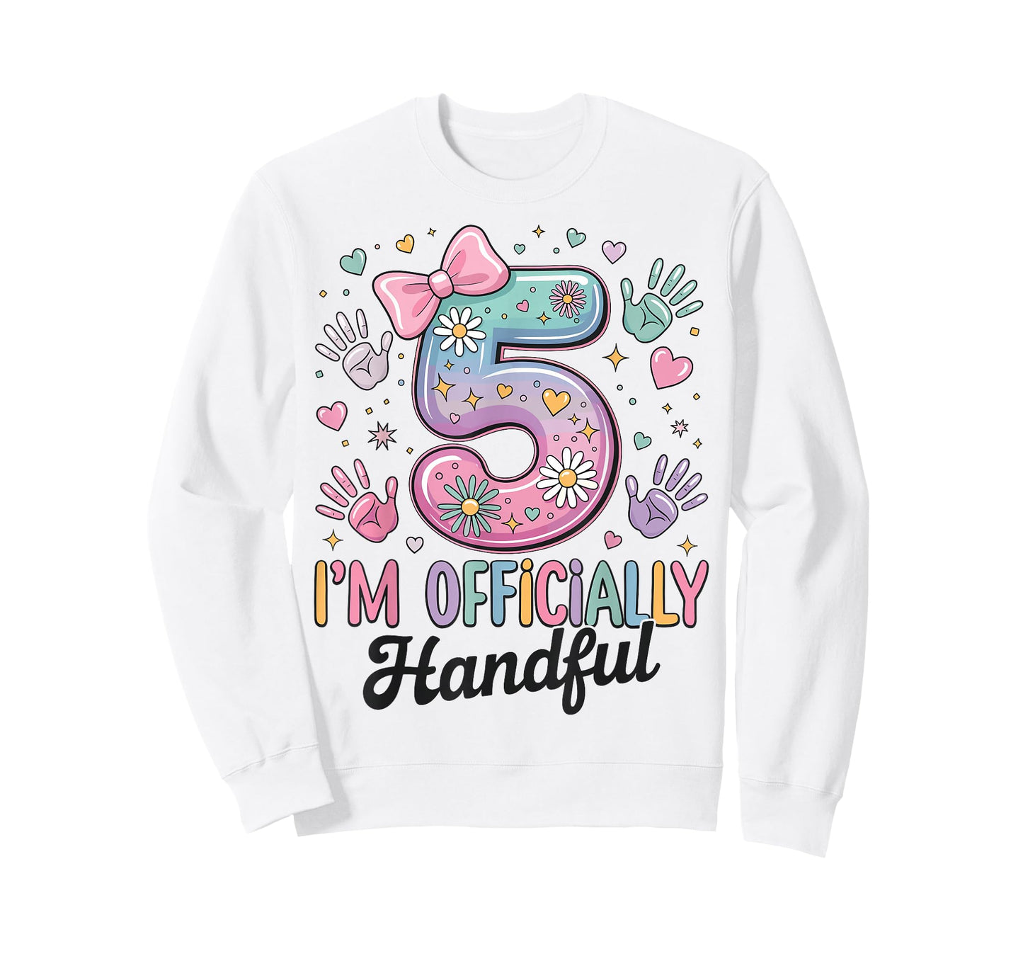 Kids I'm Officially A Handful Five 5th Birthday Girls Boys T-Shirt