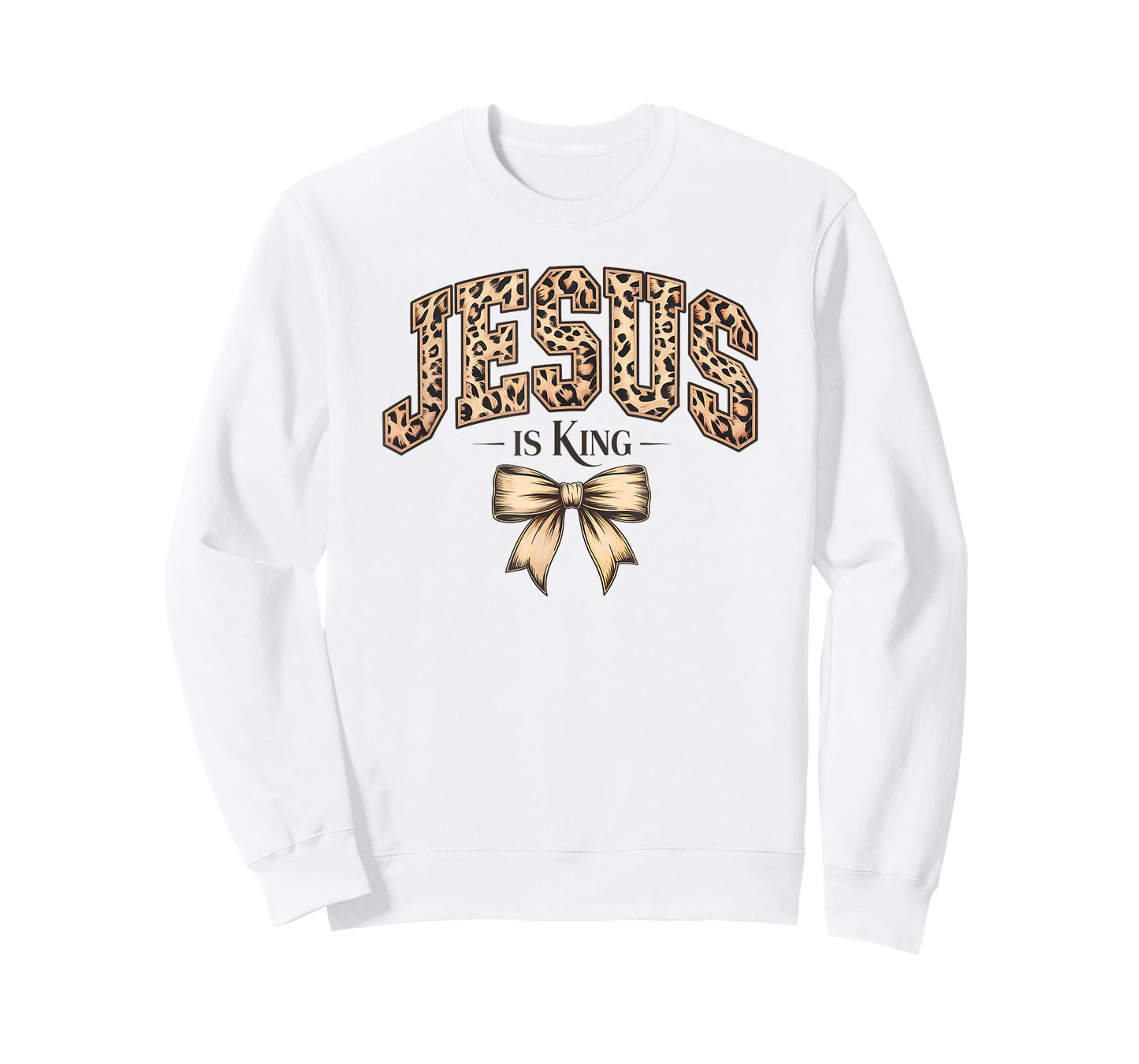 Jesus is King Cheetah Christian Coquette Bow Cute Faith T-Shirt