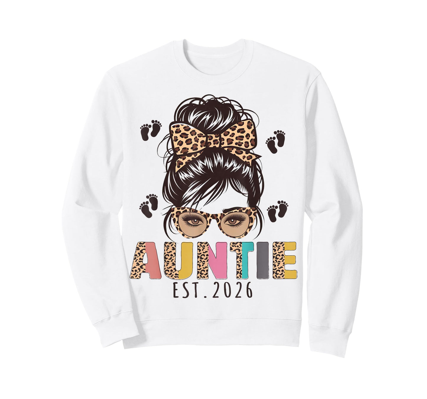 Promoted to Auntie est 2026 Aunt to be New Aunt Messy Bun T-Shirt