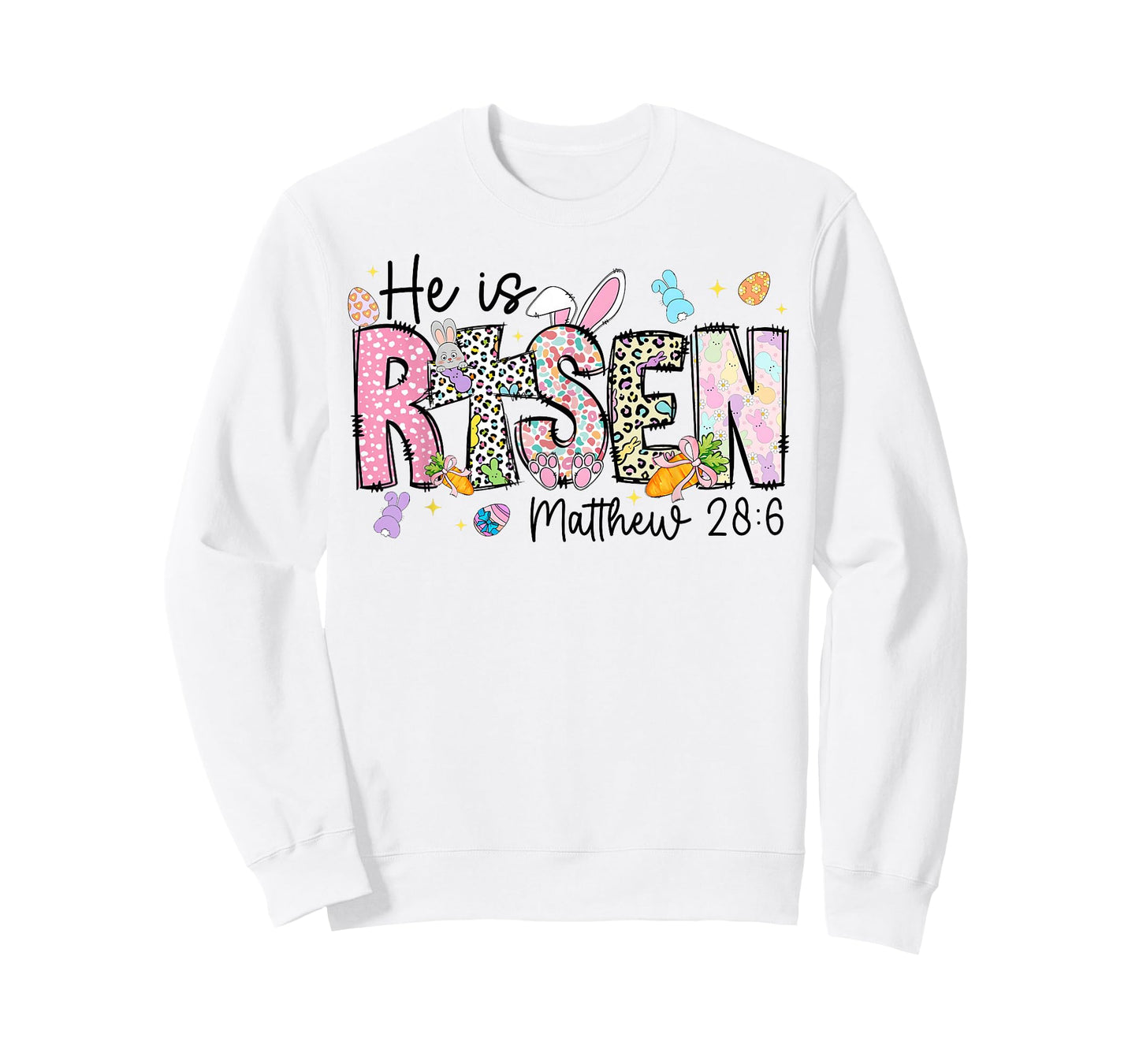 Happy Easter He is Risen Jesus Matthew 28:6 Women Kids Girls T-Shirt