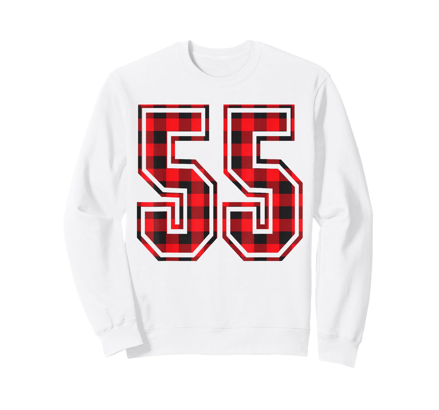 Cute Number 55 Christmas Red Plaid Pattern #55 Unform Jersey T-Shirt