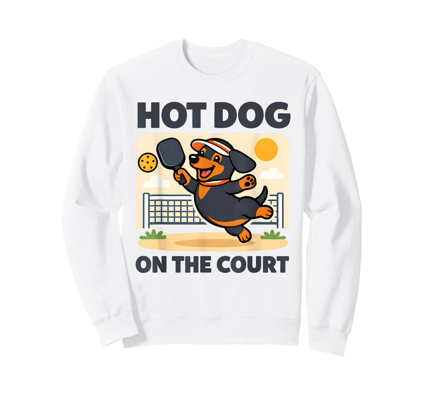 Pickleball Lover Wiener Dachshund Hot Dog On The Court T-Shirt