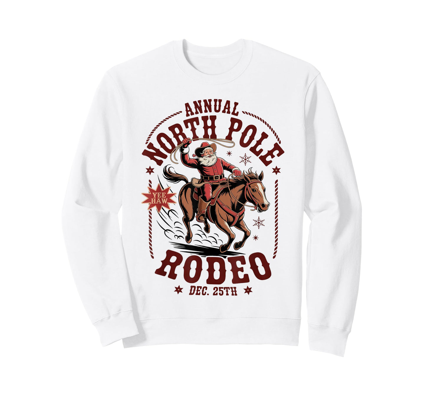 Vintage Annual North Pole Rodeo Santa Cowboy Christmas T-Shirt