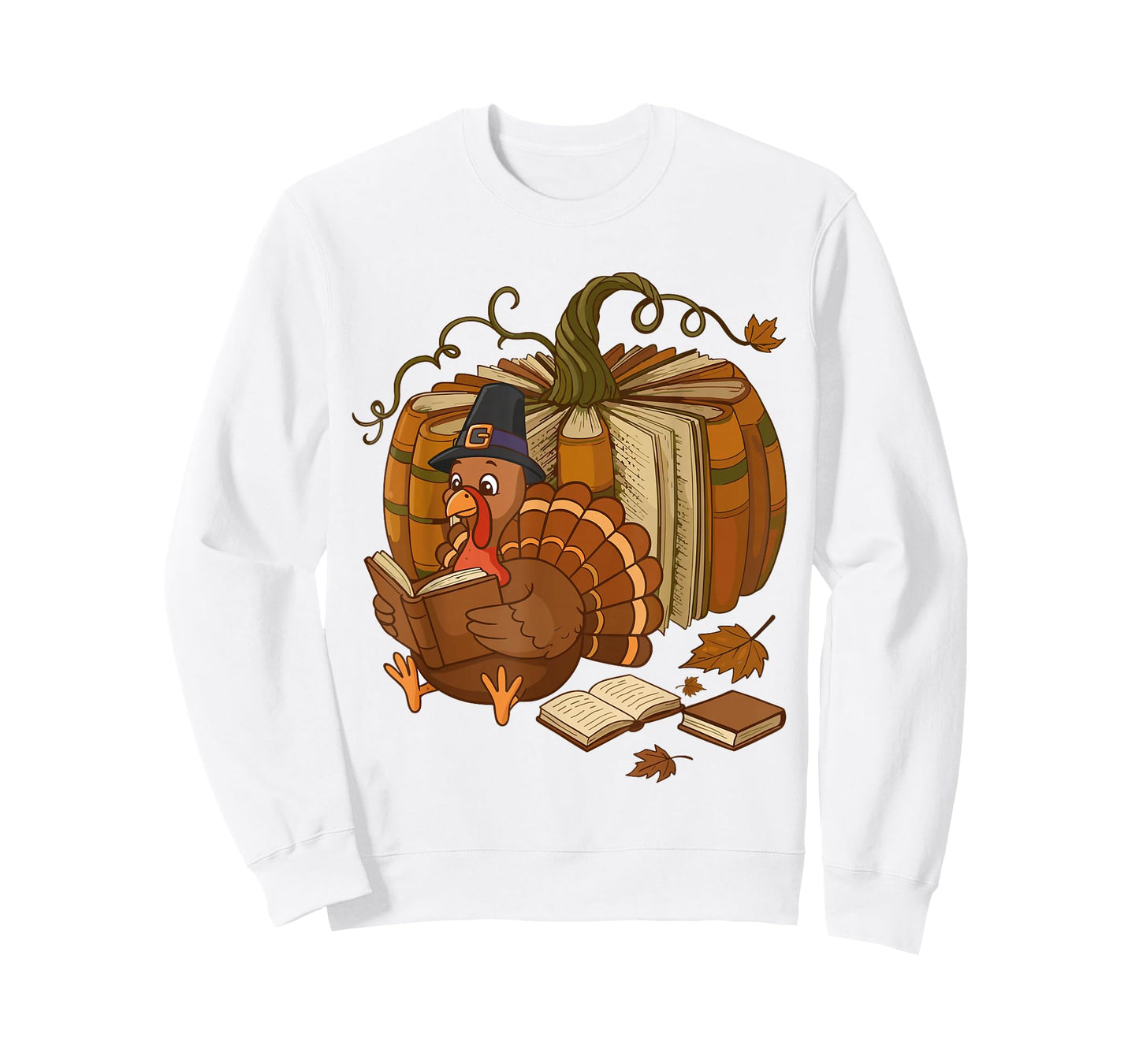 Funny Turkey Reading Book Thanksgiving Teacher Pumpkin Fall T-Shirt