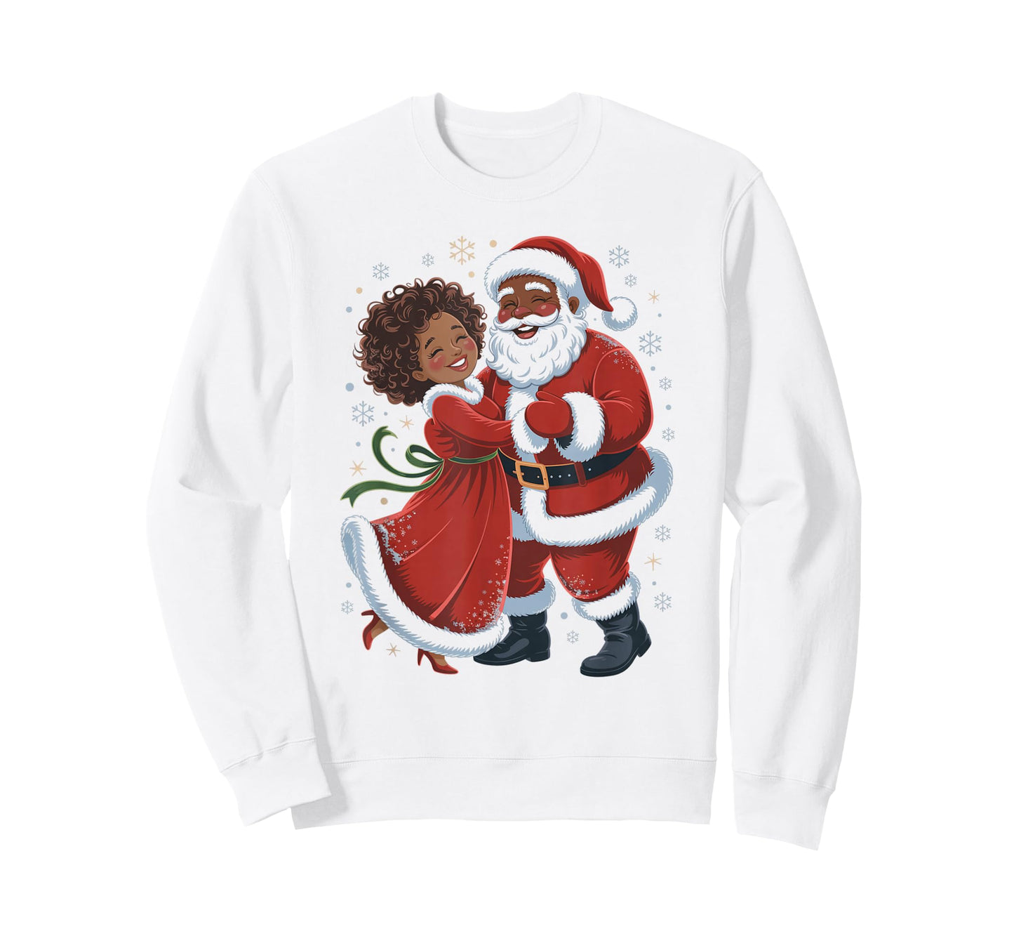 African American Santa Dancing with Mrs Claus Couple Dance T-Shirt