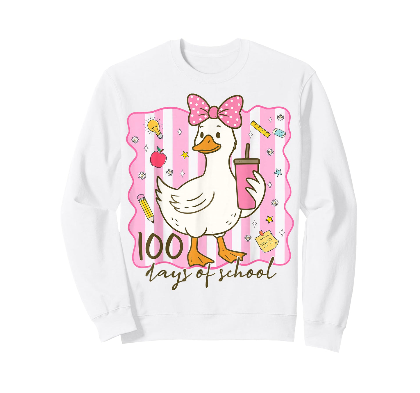 100 Days of School Goose Bow 100th Day of School Girls T-Shirt