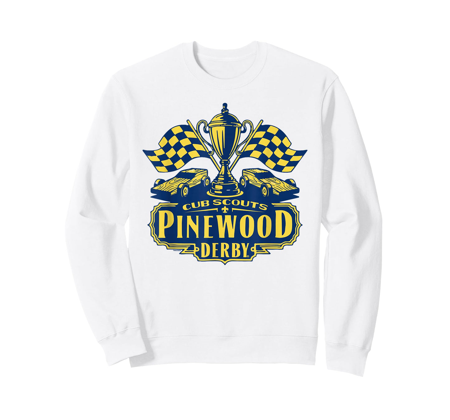 Pinewood Derby Cub Scouts Checkered Flag Racing Trophy Logo T-Shirt