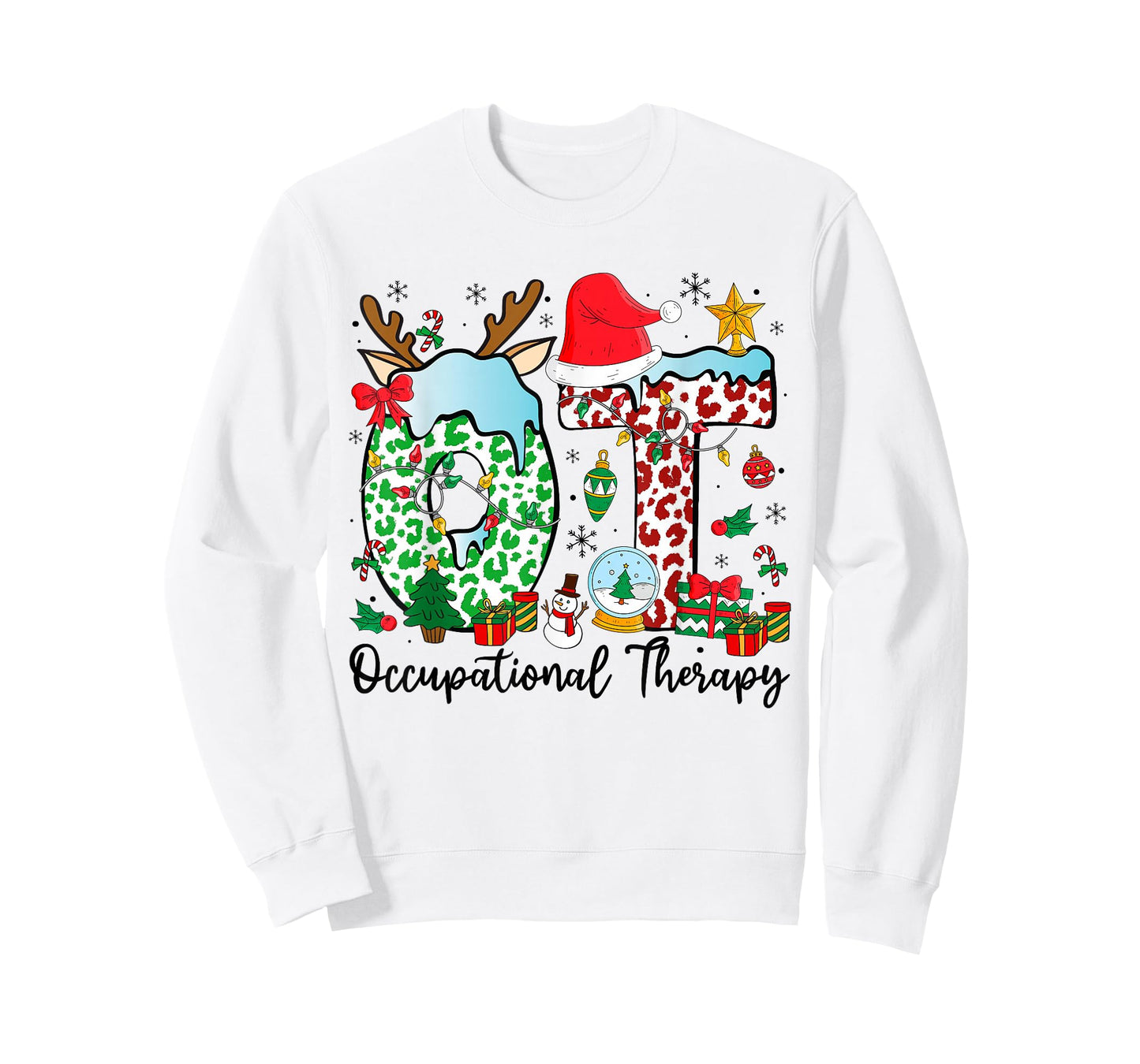 Occupational Therapy Christmas Lights Santa Hat OT Therapist T-Shirt
