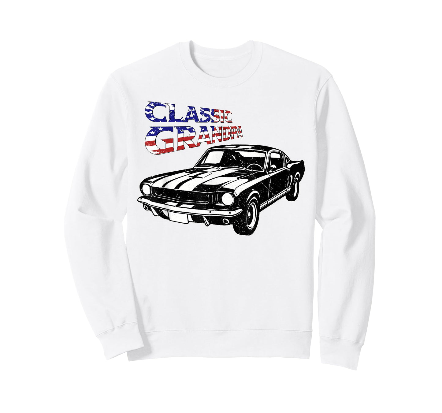 Car Classic Grandpa US Flag Funny Mens Grandfather Dad T-Shirt