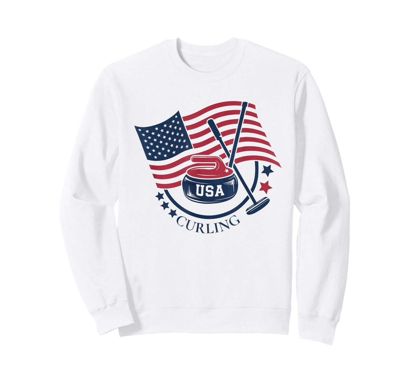 Curling Stone USA American Flag Curler Broom Sports Gear T-Shirt