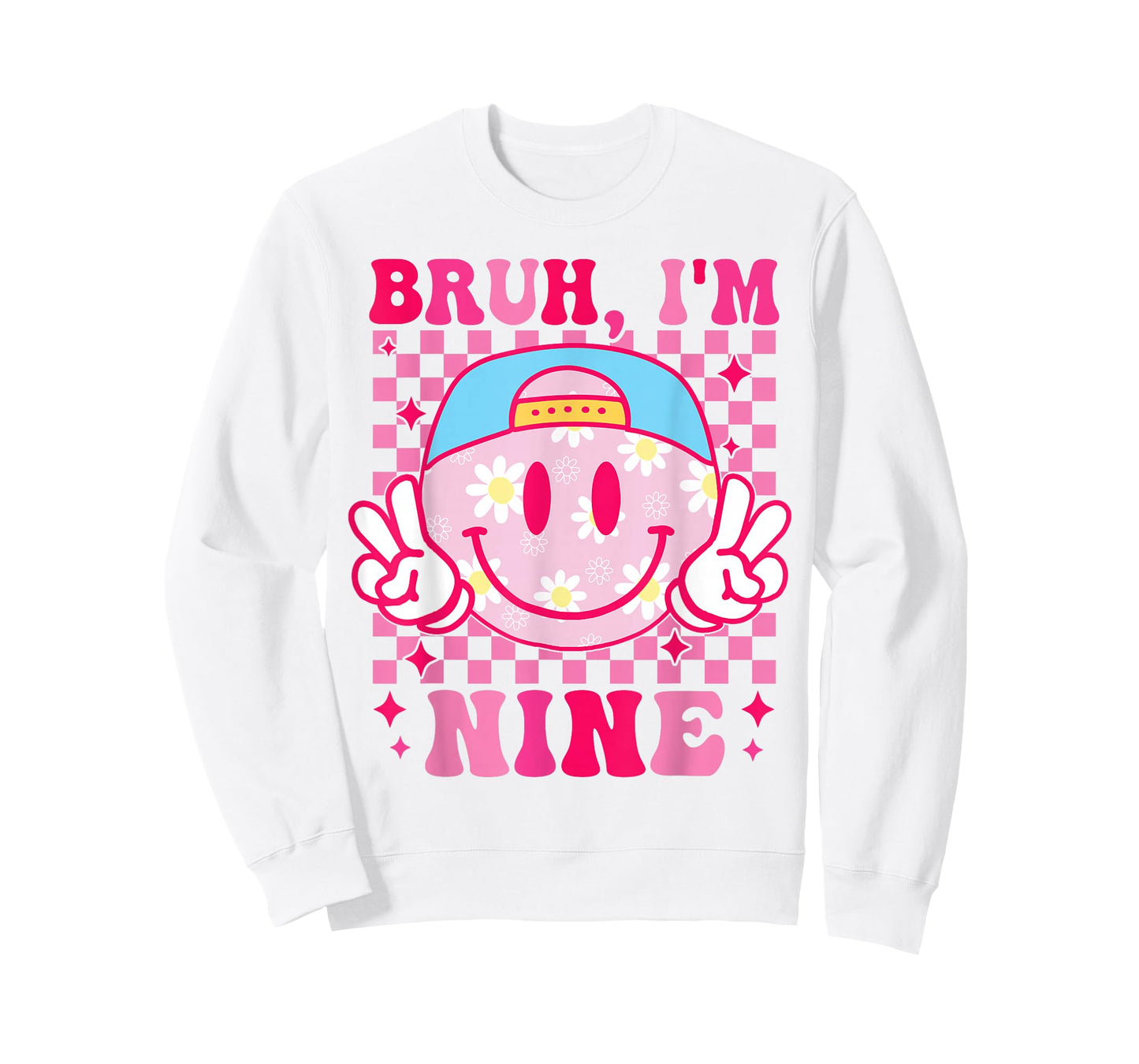 Bruh I'm Nine 9 9th Birthday Girls Groovy 9 Years Old T-Shirt