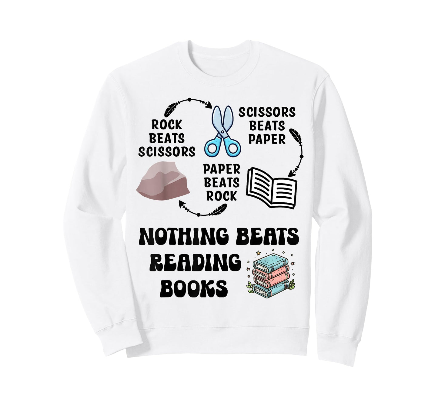 Nothing Beats Reading Rock Paper Scissors Reader Book Lover T-Shirt