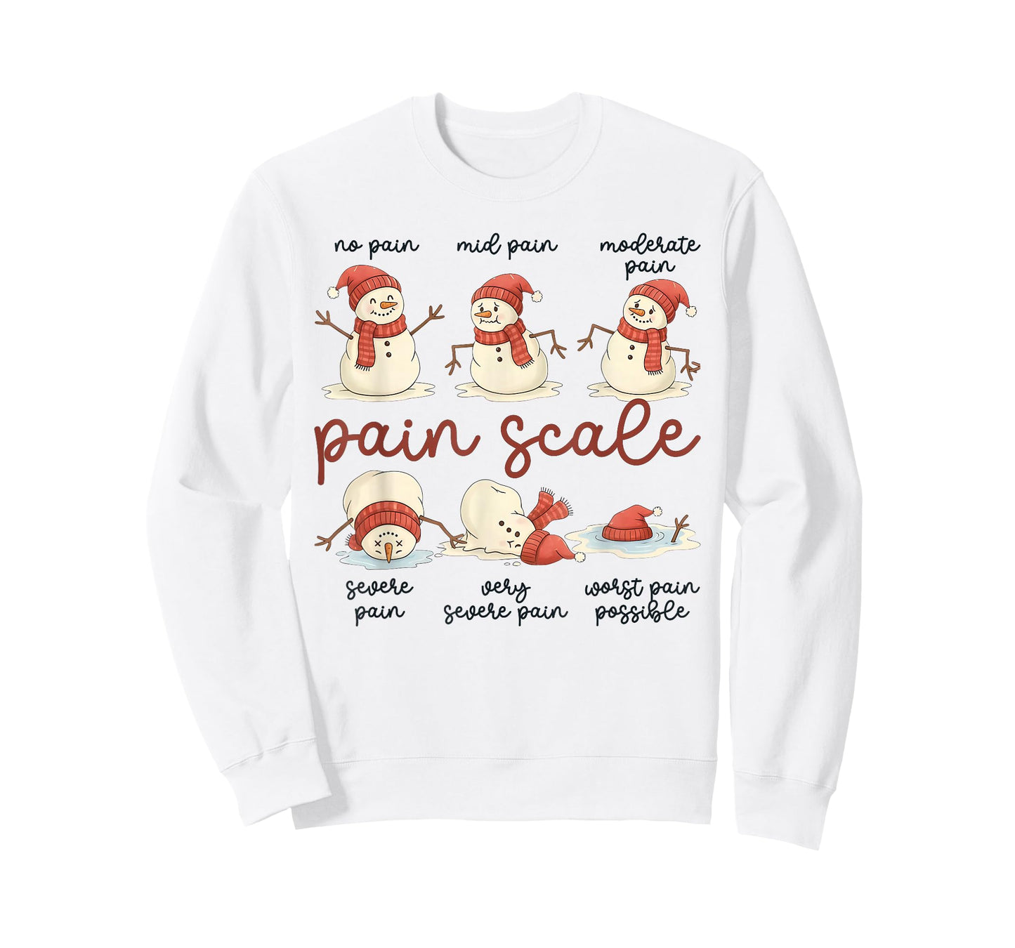 Pain Scale Snowman Funny Nurse Christmas Holiday T-Shirt