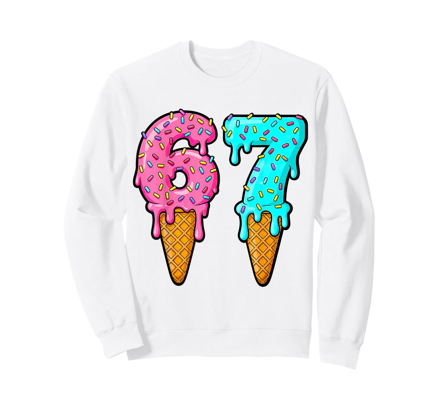 Six Seven Ice Cream Drip Gen Alpha Slang 6 7 Trending Meme T-Shirt