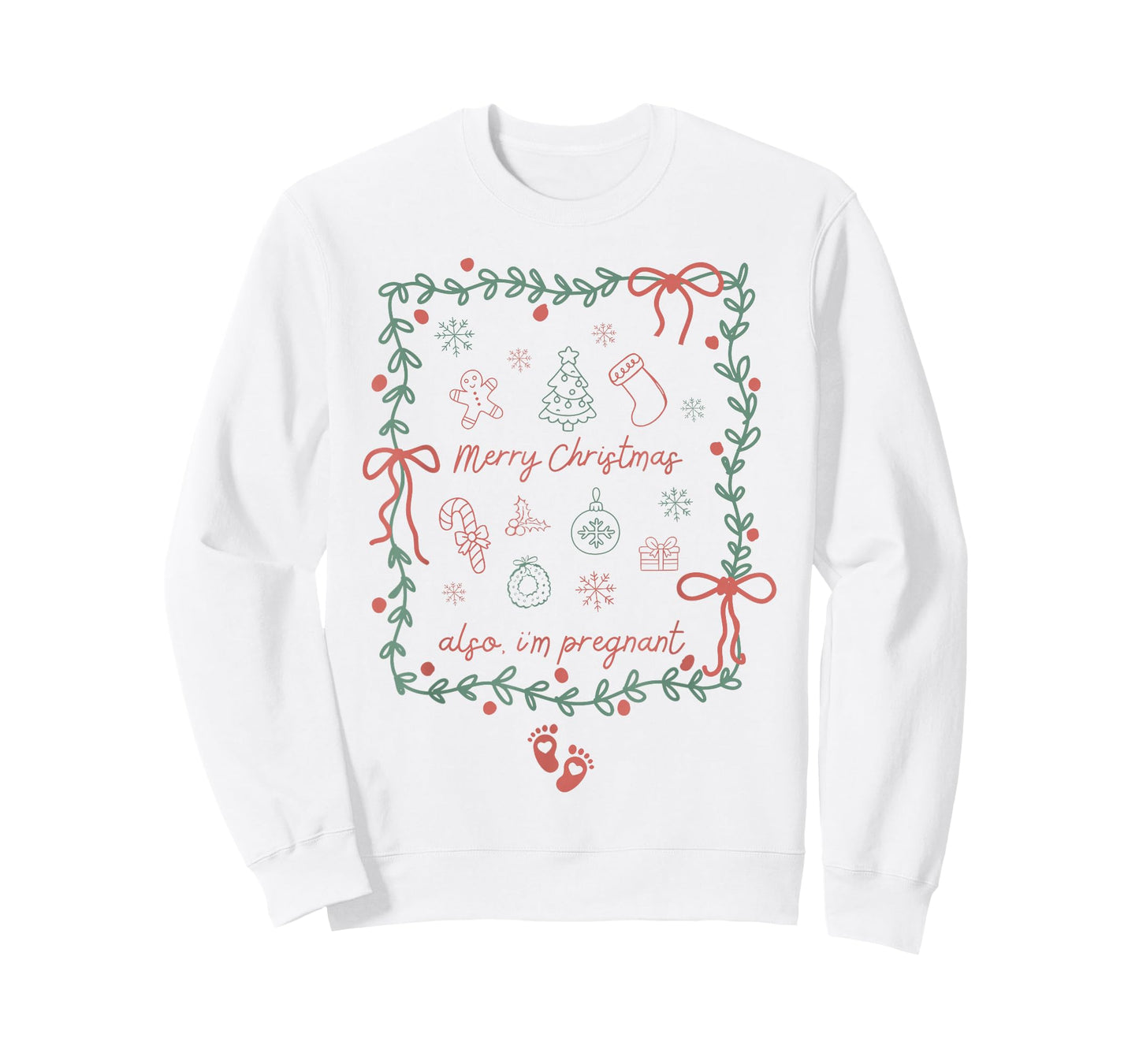Preppy Vintage Coquette Merry Christmas Also I'm Pregnant T-Shirt