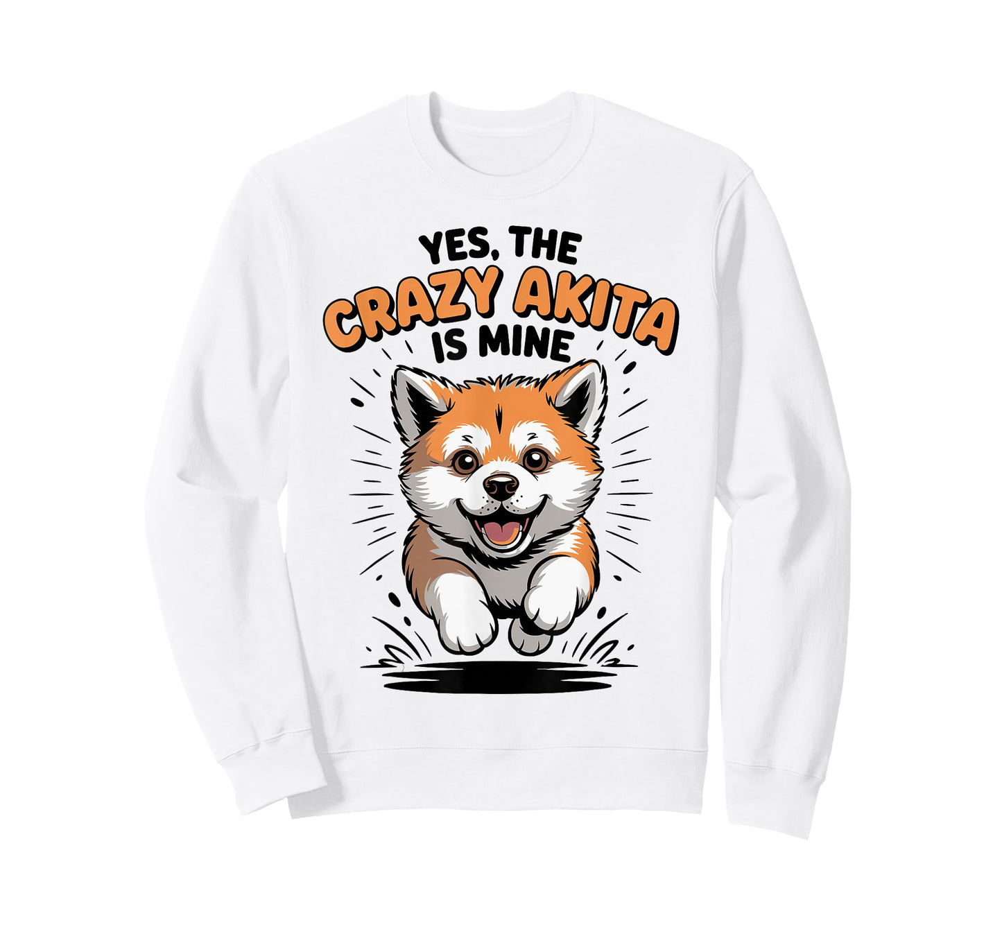 Yes, The Crazy Akita is Mine Pup Pet Dog Cartoon Funny Akita T-Shirt