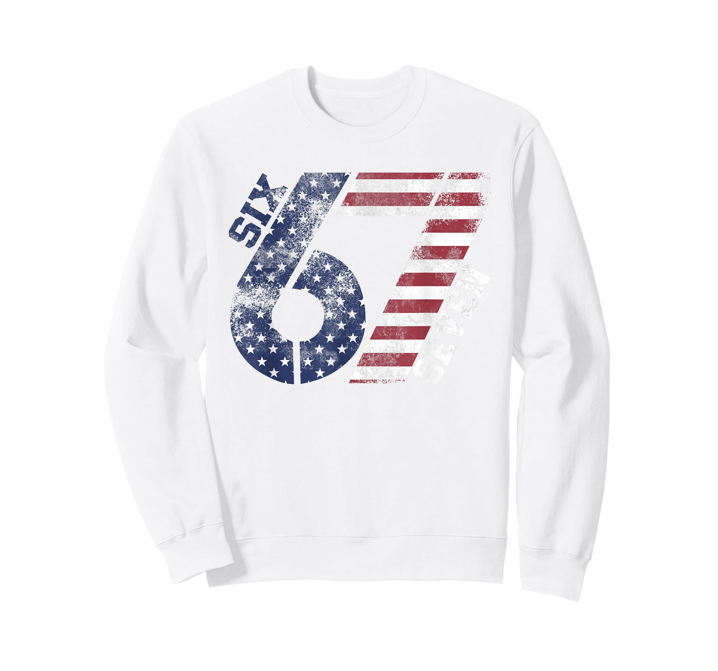 Six Seven USA Flag Pattern 67 Meme Patriotic Kids Men Women T-Shirt