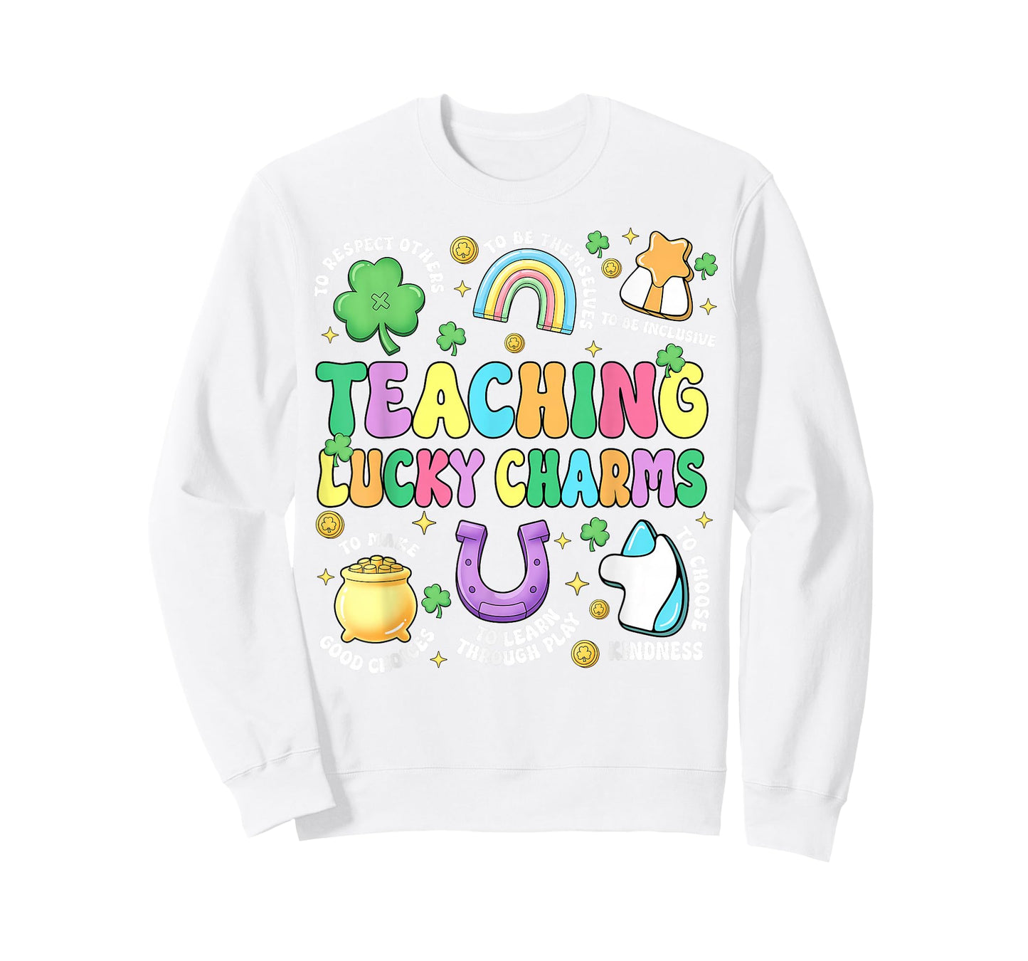 Funny Teaching Lucky Charms Teacher Groovy St Patricks Day T-Shirt